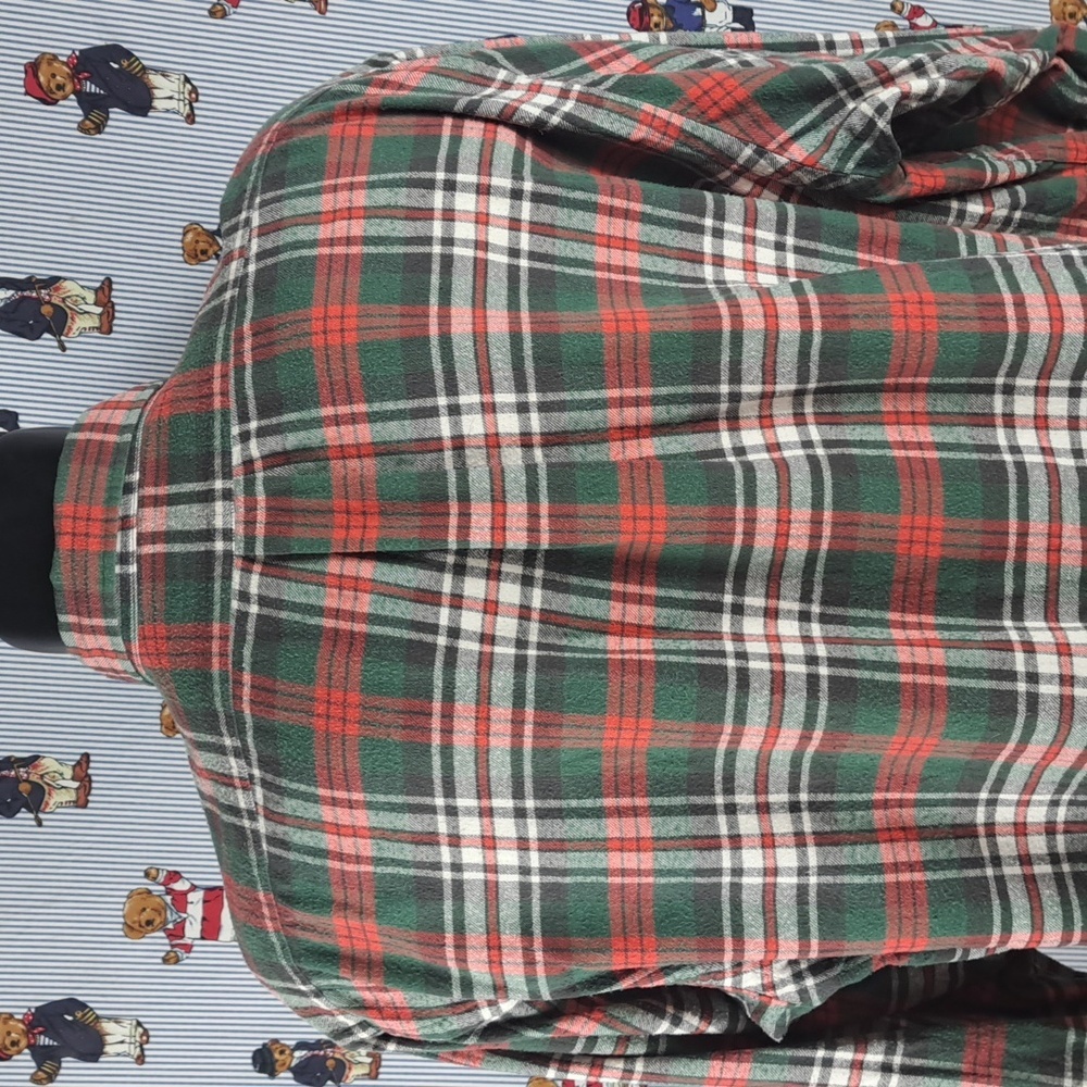Polo Ralph Lauren Blake Vintage plaid flannel red & green 2XL button-up shirt - Picture 4 of 5